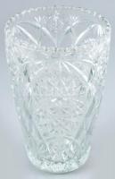 Formába öntött üveg váza, néhány apró csorbával, m: 21 cm