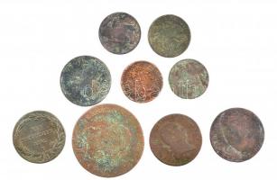 1782-1892. Főleg magyar verdejelű érmékből álló érmetétel, közte 1812G 3kr Cu I. Ferenc + 1892KB 1kr Cu Fiume-címer T:3