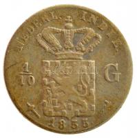 Holland Kelet-India 1855. 1/10G Ag T:2-,3 Netherlands East Indies 1855. 1/10 Gulden Ag C:VF,F Krause KM#304