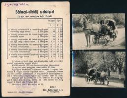 1933 Bérkocsi viteldíj szabályzat Orosháza + 2 db fotó a hagyatékból
