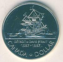 Kanada 1987. 1$ Ag "John Davis" T:P eredeti speciális tokban