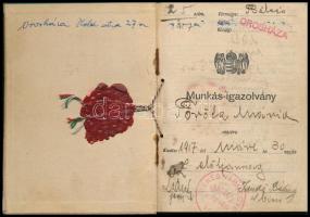 1917 Török Mária Orosházai munkás igazolványa sok bejegyzéssel, végzésekkel