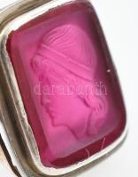 Arany (Ag/14k) gemmás rubin gyűrű, m: 53 jelzett, bruttó: 3,6