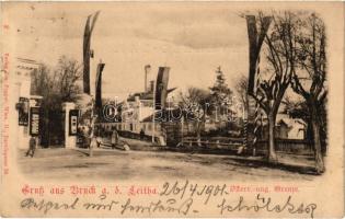 1901 Lajtabruck, Bruck an der Leitha; Österr.-ung. Grenze / Osztrák-magyar határ. Jos. Popper / Austro-Hungarian border (apró szakadás / tiny tear)