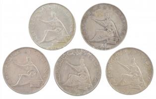 Olaszország 1961. 500L Ag "Olasz egység századfordulója" (5x) T:2,2- Italy 1961. 500 Lire ...