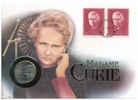 Lengyelország 1967. 10Zl Cu-Ni Marie Curie érmés borítékban, bélyegzéses bélyeggel T:1- Poland 1967. 10 Zlotych Marie Curie in coin envelope with stamp and cancellation C:AU Krause Y# 59