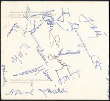 1974 Prágából magyar labdarúgók által hazaküldött képeslap autográf aláírásaikkal: Mátrai Sándor, No...