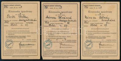 1947 5db Közmunka igazolvány, polgári személyi lap Orosháza