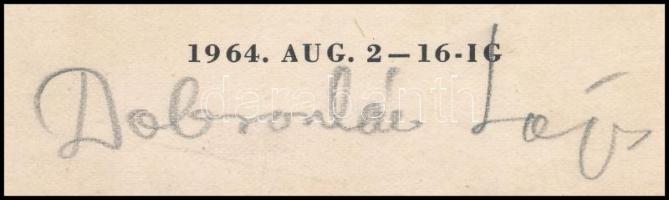 1964 Dobroszláv Lajos festőművész autográf aláírása kiállítási meghívóján