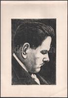 Gacsi Mihály (1926-1987): Kner Imre portréja. Rézkarc, papír, jelzett 29×19,5 cm