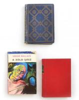 Edgar Wallace 3 regénye: A halál angyala. Ford.: Sz. Gyömrői Boriska. Bp., [1929], Palladis. Kiadói aranyozott egészvászon-kötés, Gottermayer-kötés, kissé kopott, sérült borítóval és gerinccel, helyenként kissé foltos lapokkal. + A kordovai igaz emberek. Ford.: Vándor Iván. Bp., [1931], Palladis Rt. Átkötött egészvászon-kötésben. + A zöld íjász. Ford.: Korda István. Kolozsvár, 1970, Dacia. Kiadói félvászon-kötés, sérült kiadói papír védőborítóban.