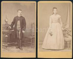2 db Kabinet nevesített fotók, Porubcsányi Gyula és felesége 10x7 cm