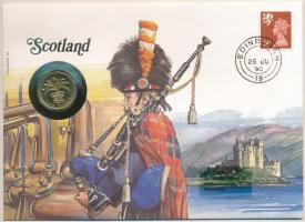 Nagy-Britannia 1989. 1P "Skócia" felbélyegzett borítékban, bélyegzéssel, német nyelvű leírással T:1 Great Britain 1989. 1 Pound in "Scotland" envelope with stamp and cancellation, with German description C:UNC