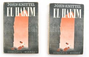 Knittel, John: El Hakim. Egy orvos regénye. I-II. köt. Ford.: Gaál Andor. Bp., [1939], Hungária. Kiadói papírkötés, kissé sérült, illusztrált kiadói papír védőborítóban.