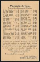 cca 1930 Grün Sándor fakereskedő reklám és árlapja