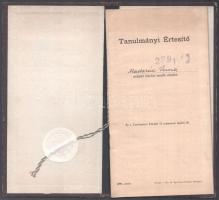 cca 1926-1944 4 db okmány: 1926-27 Ranolder Intézet Bp., Polgári Leányiskola bizonyítvány, szakadáso...