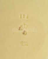 Körmöcbányai virágos fajansz dísztányér, jelzett, kopásnyomokkal, lepattanásokkal, mázrepedésekkel, ...