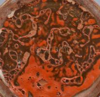 Retro mintás mázas kerámia padlóváza. Jelzett, kis mázhibával 42 cm CSAK SZEMÉLYES ÁTVÉTEL, NEM POST...