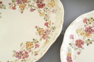 Zsolnay pillangó mintás hat személyes étkészlet, kiegészítőkkel. Kézzel festett, jelzett, hibátlan