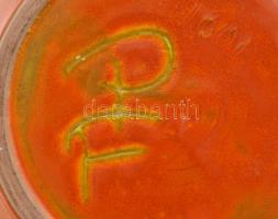 Péter Ferenc: Retró kaspó . Kézzel festett, mázas kerámia, jelzett, hibátlan. d: 15,5 cm