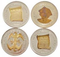 Amerikai Egyesült Államok 1987. "Double eagle commemorative bicentennial celebration" ezüstözött, részben aranyozott fém emlékérem (4db, 3xklf) T:1-2 USA 1987. "Double eagle commemorative bicentennial celebration" silvered, partially gilt metal medallion (4pcs, 3xdiff) C:UNC-XF