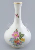 Herendi virág mintás váza, ragasztott, csorba, jelzett, m: 16cm