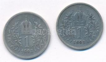 Ausztria 1893. 1K Ag "Ferenc József" (2x) T:3 patina
Austria 1893. 1 Corona Ag "Fran...
