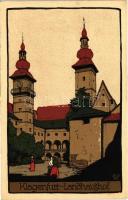 1912 Klagenfurt (Kärnten), Landhaushof. Künstler-Stein-Zeichnung s: O.F.K. (EK)