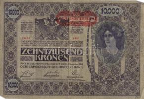 Ausztria/Osztrák-Magyar Bank 1918. 10.000K piros, vízszintes "Deutschösterreich" fny-sal, csak német nyelvű változat II.kiadás(5x) T:III/IV,IV
