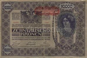 Ausztria/Osztrák-Magyar Bank 1918. 10.000K piros, vízszintes "Deutschösterreich" fny-sal, csak német nyelvű változat II.kiadás(5x) T:III/IV,IV