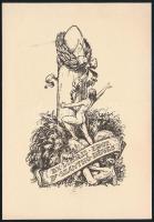 Balázsfy Rezső (1885-1973): erotikus ex libris Szánthó József fametszet, papír, jelzett a metszeten, 12x8 cm