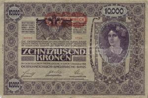 Ausztria/Osztrák-Magyar Bank 1918. 10.000K piros, vízszintes "Deutschösterreich" fny-sal, ...