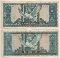 1945. 10.000.000P "Magyar Éremgyűjtők Egyesülete XIX. Vándorgyűlése Sátoraljaújhely 1989. augus...