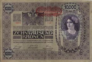 Ausztria/Osztrák-Magyar Bank 1918. 10.000K piros, vízszintes "Deutschösterreich" fny-sal, ...