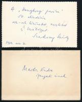 1974 Szakonyi Károly (1931) író, dramaturg autográf levele Marton Endrének a Nemzeti Színház akkori igazgatójának, az álatla írt Hongkongi Paróka ottani 50. előadásának alkalmából, borítékkal