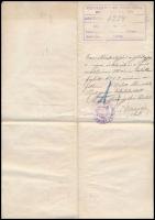 1925 Bp., nyilatkozat 15 millió korona kölcsön felvételéről, tanúk aláírásával, 5 db okmánybélyeggel