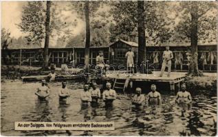 1917 An der Suippes. Von Feldgrauen errichtete Badeanstalt / WWI German military, bathing establishment built by soldiers