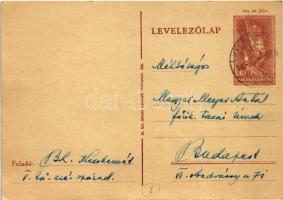 1941 Kézzel rajzolt katonai művészlap a levél írójától / WWII Hungarian military, hand-drawn art pos...