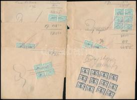 1945 6 db vegyes irat / számla, sok pengős és filléres számlailleték bélyeggel