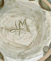 Liz Morgan: Türkizes váza, kerámia, jelzett, hibátlan, m: 14 cm