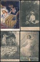 1903-1927 4 db megírt, futott képeslap eltávolított bélyeggel, bélyeg alatti rejtett üzenetekkel
