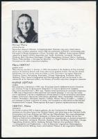 Hertay Mária (1932-2018) grafikusművész autográf aláírása róla szóló nyomtatványon