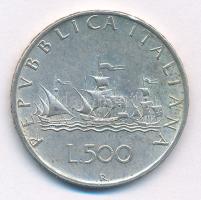 Olaszország 1960R 500L Ag "Kolumbusz hajói" T:1-,2 patina Italy 1960R 500 Lire Ag "Columbus' Ships" C:AU,XF patina Krause KM#98