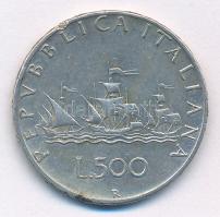 Olaszország 1960R 500L Ag "Kolumbusz hajói" T:2- patina Italy 1960R 500 Lire Ag "Columbus' Ships" C:VF patina Krause KM#98