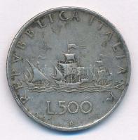 Olaszország 1960R 500L Ag "Kolumbusz hajói" T:2- patina Italy 1960R 500 Lire Ag "Columbus' Ships" C:VF patina Krause KM#98