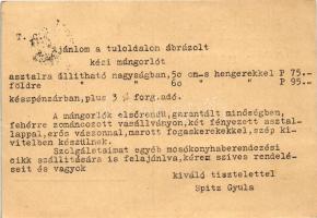 1932 Spitz Gyula építőszerszám és műszaki kereskedése. Kézi mángorló. Budapest VI. Aradi utca 17