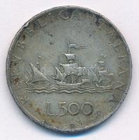 Olaszország 1959R 500L Ag "Kolumbusz hajói" T:2- patina Italy 1959R 500 Lire Ag "Columbus' Ships" C:VF patina Krause KM#98