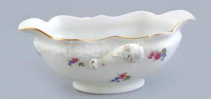 Haas & Czjzek virágmintás porcelán szószos tál. Matricás, jelzett, kopott, d: 20,5 cm
