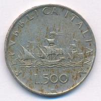 Olaszország 1959R 500L Ag "Kolumbusz hajói" T:2- patina Italy 1959R 500 Lire Ag "Columbus' Ships" C:VF patina Krause KM#98