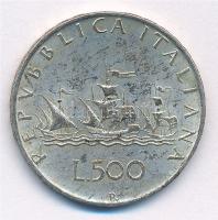 Olaszország 1959R 500L Ag "Kolumbusz hajói" T:2,2- patina Italy 1959R 500 Lire Ag "Columbus' Ships" C:XF,VF patina Krause KM#98